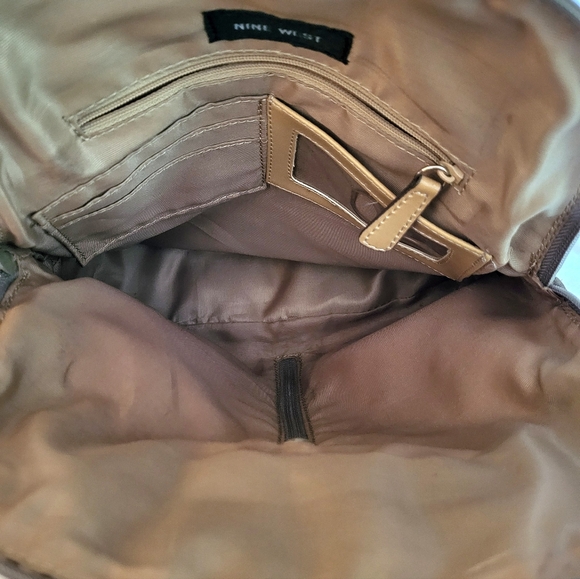 Nine West Camel Tan Small Mini Backpack Bag Pockets Clean No Wear Cloth - Picture 4 of 12